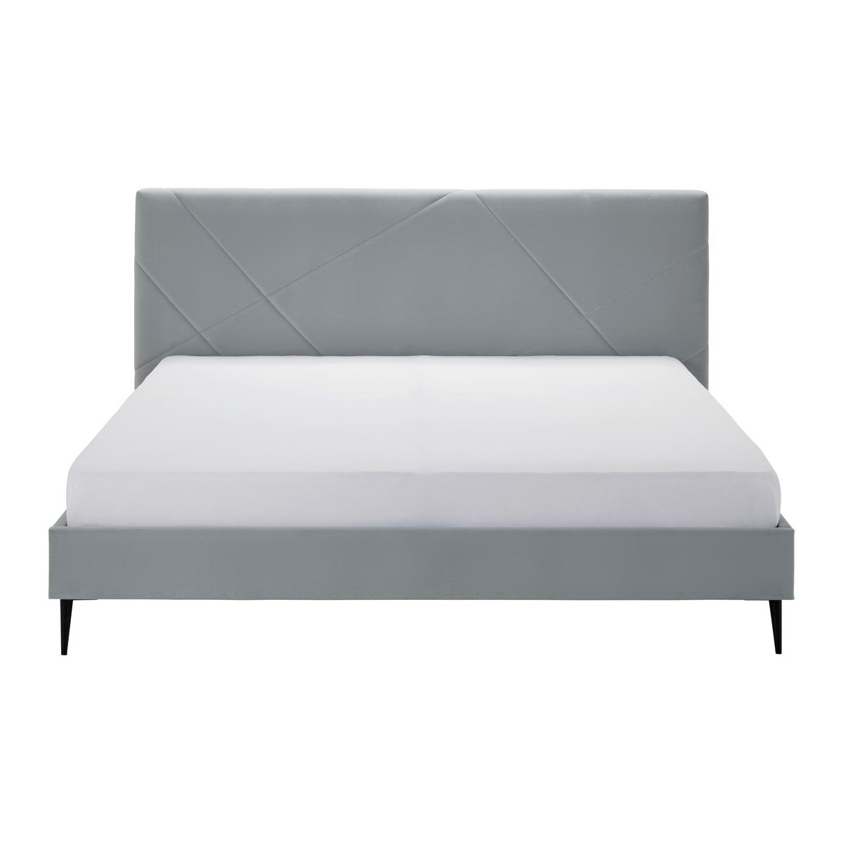 ŁÓŻKO TAPICEROWANE ELENA - kolor naturalny/czarny, Modern, metal/drewno (180/200cm) - Bessagi Home
