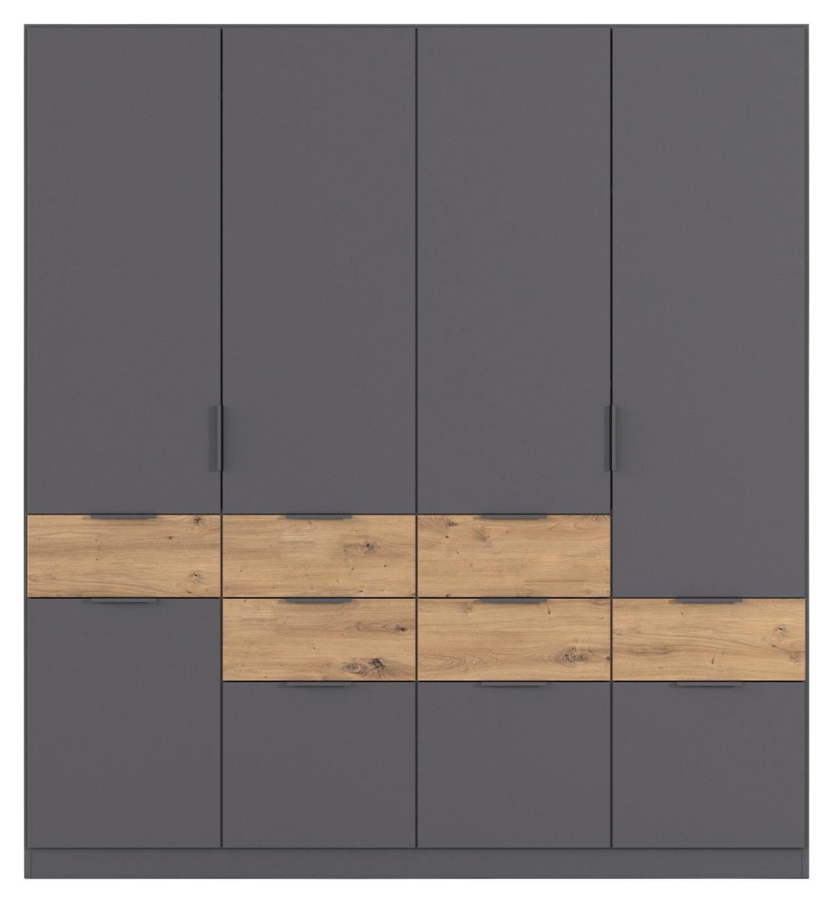 Omara S Klasičnimi Vrati Luca, Siva, Barva Hrasta - siva/hrast artisan, Konvencionalno, kovina/leseni material (181/197/54cm) - Xora