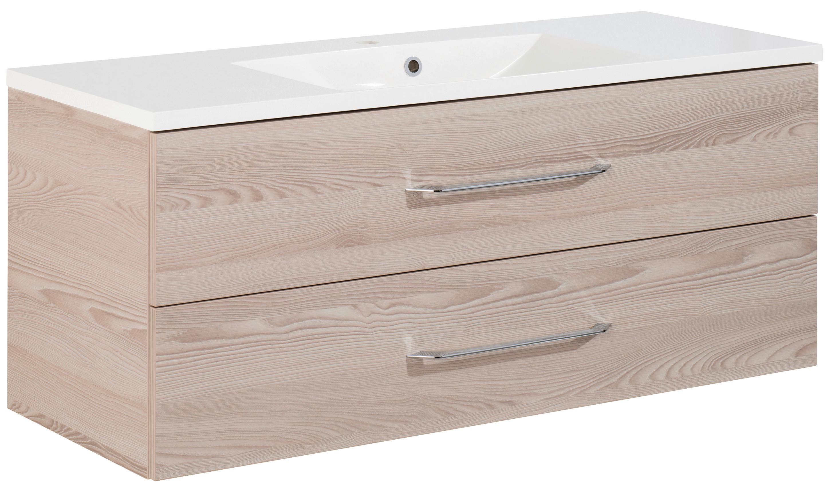 Waschtischkombi "B.Clever" , esche - Eschefarben/Alufarben, MODERN, Holzwerkstoff/Kunststoff (120cm) - MID.YOU