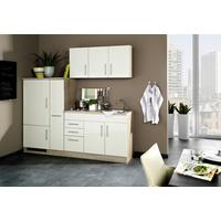 Küchenblock Toronto II m. Geräten Creme - Chromfarben/Eichefarben, MODERN, Holzwerkstoff/Metall (210cm) - Held