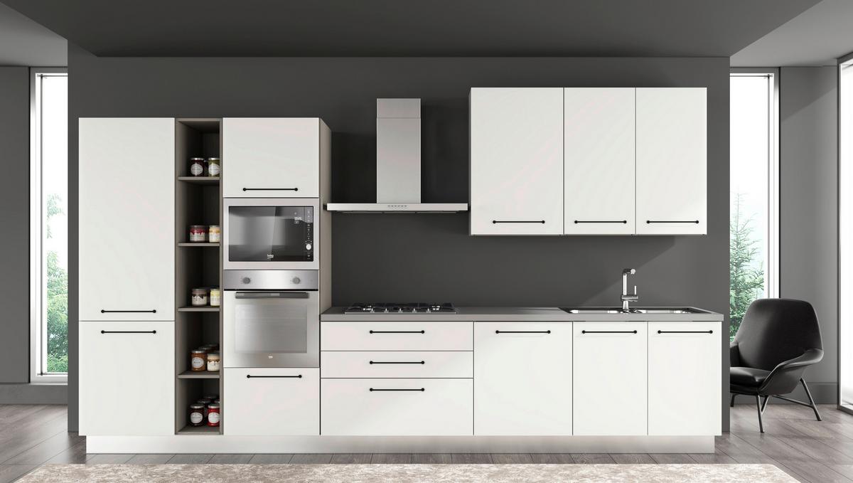 Kuhinjski Blok Line, Z Aparati, 390 Cm - črna/bela, Moderno, kovina/leseni material (390/60/216/240cm) - Mömax