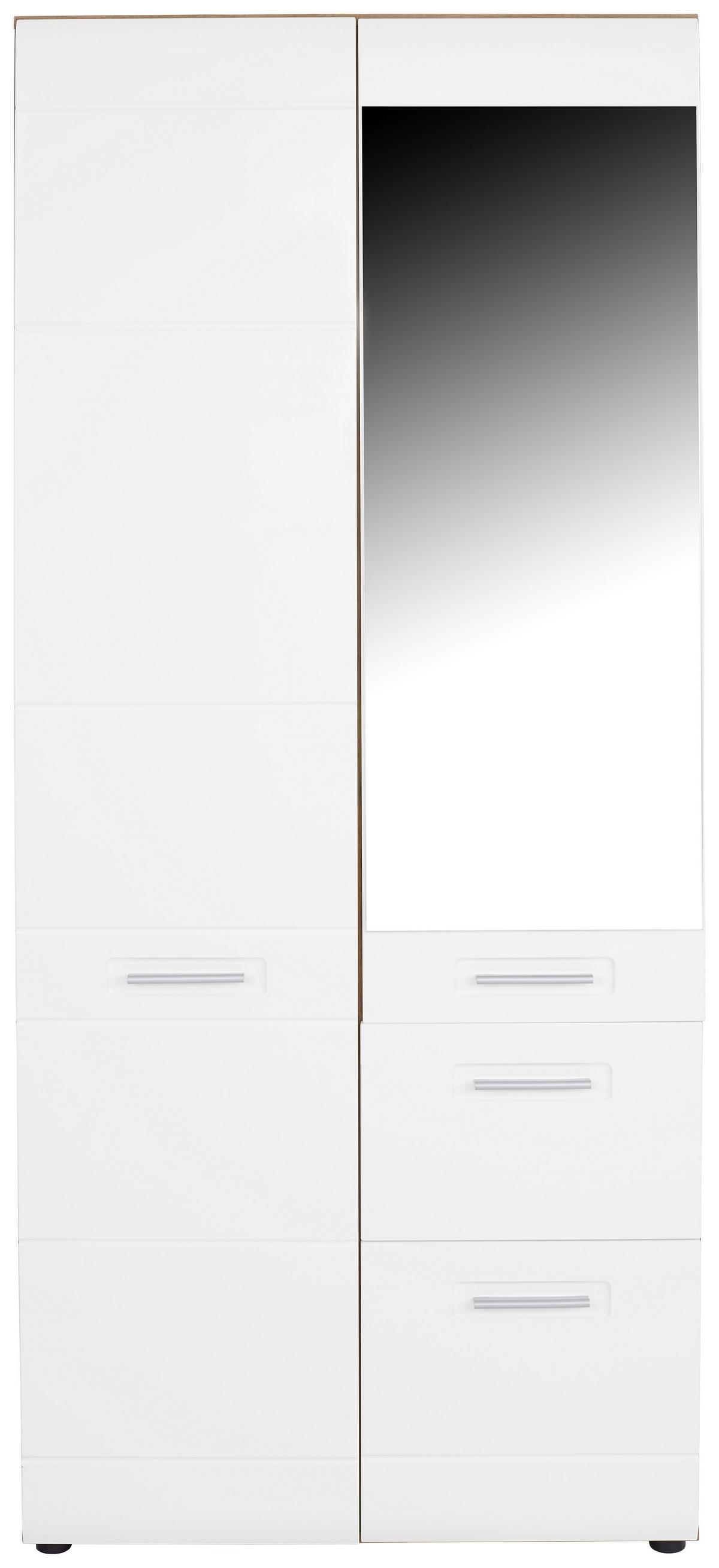 Dulap de haine Avensis New - alb/culoare lemn stejar, Konventionell, material pe bază de lemn (90/205,7/60cm) - Premium Living