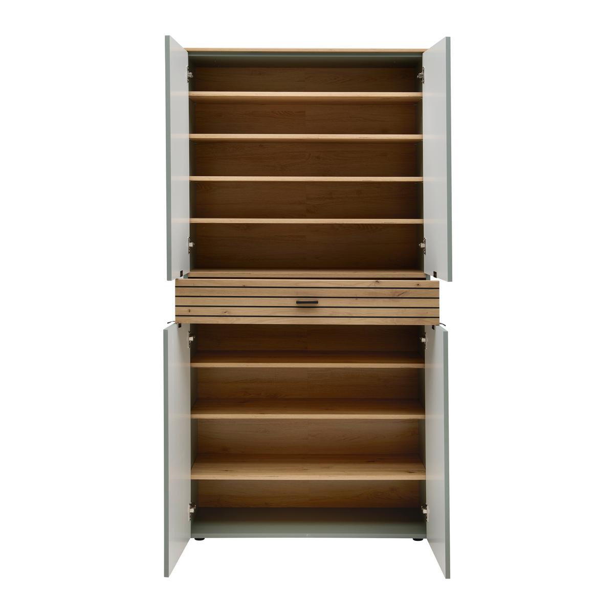 Mehrzweckschrank Bahia M Grün/Eiche Artisan - Schwarz/Eiche Artisan, Modern, Holzwerkstoff/Metall (91/184/41cm) - Mömax