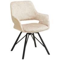 Armlehnstuhl Adriana in Beige Samt - Beige/Schwarz, MODERN, Textil/Metall (61/85/62,5cm) - Premium Living