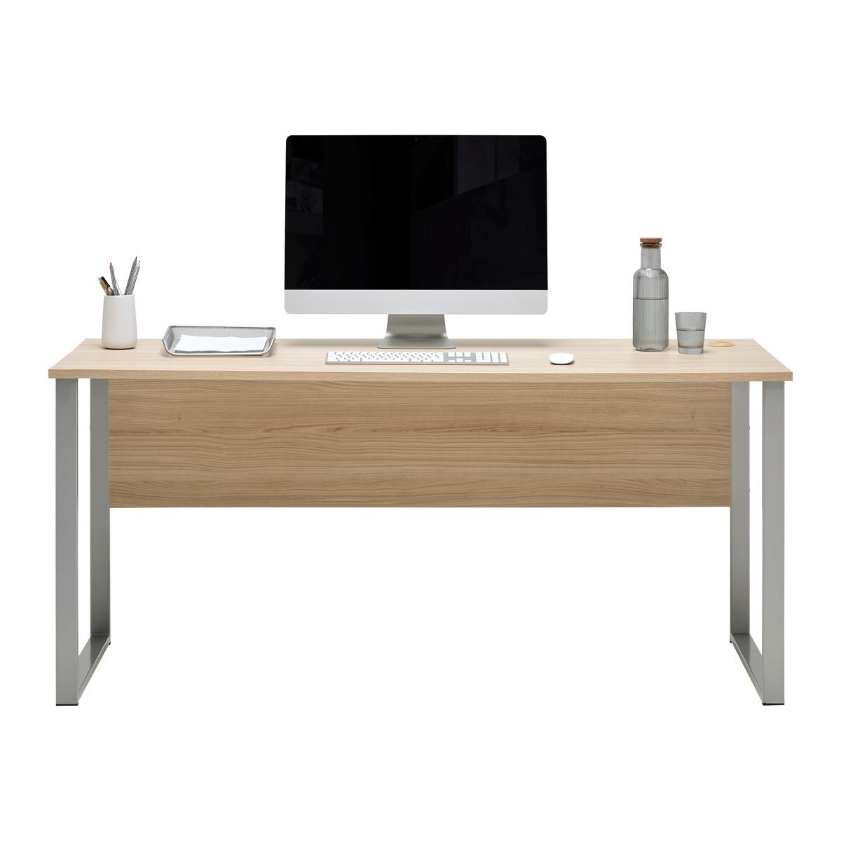 Schreibtisch Siena Eiche-/Silberfarben - Eichefarben/Silberfarben, MODERN, Holzwerkstoff (170/77/73cm) - Mömax