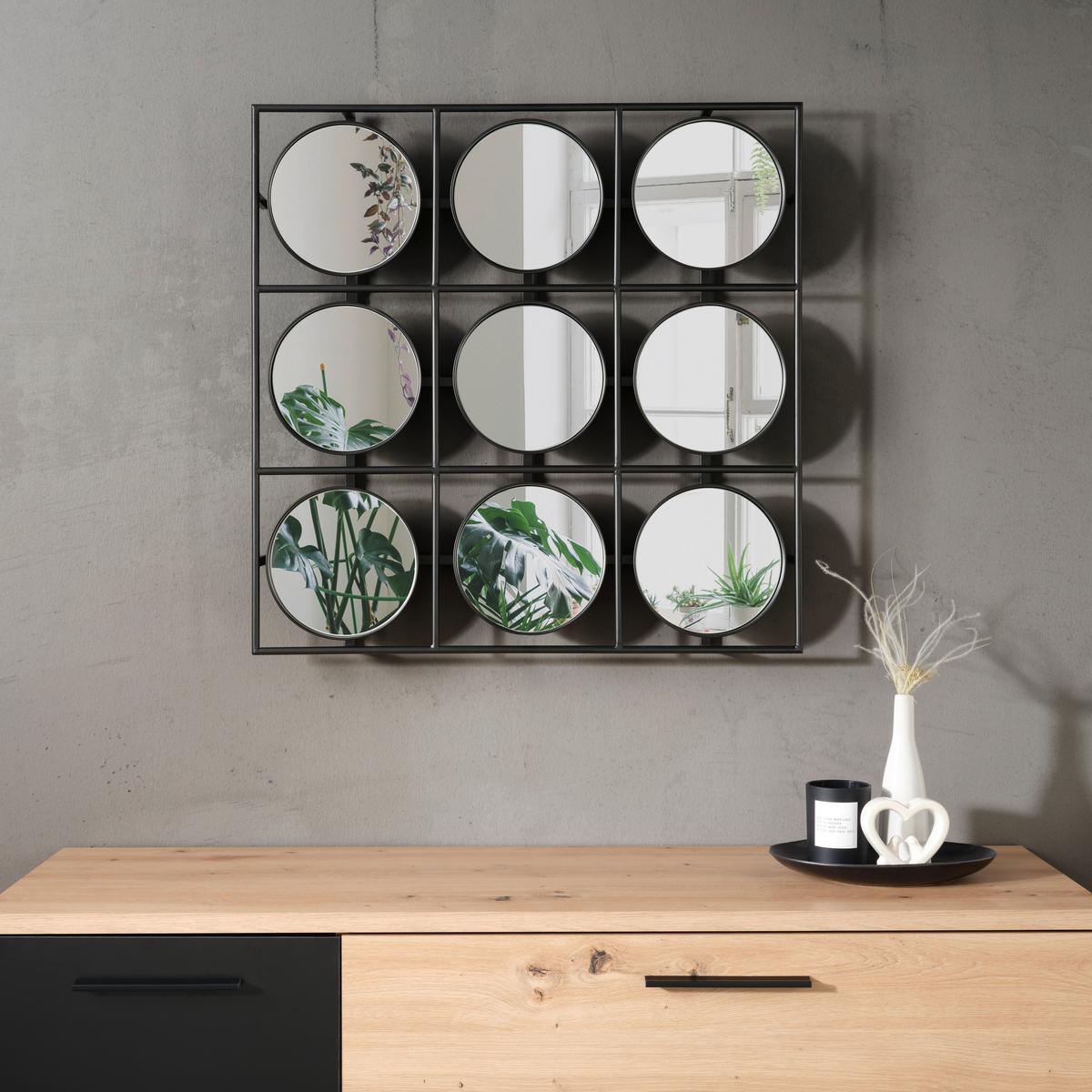 Stensko Ogledalo Maxim, Kovina, 70 X 70 Cm - črna, Moderno, kovina/steklo (70/70/8,5cm) - Mömax