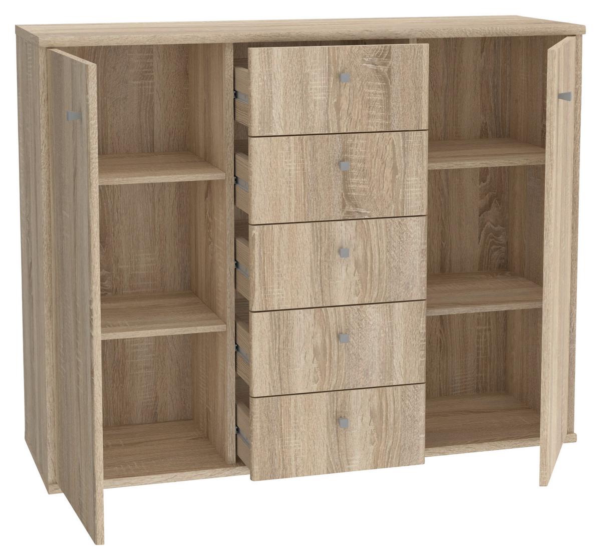 Komoda Tempra 2, Barva Hrasta - barve aluminija/hrast sonoma, Design, umetna masa/leseni material (108,8/85,5/34,8cm)