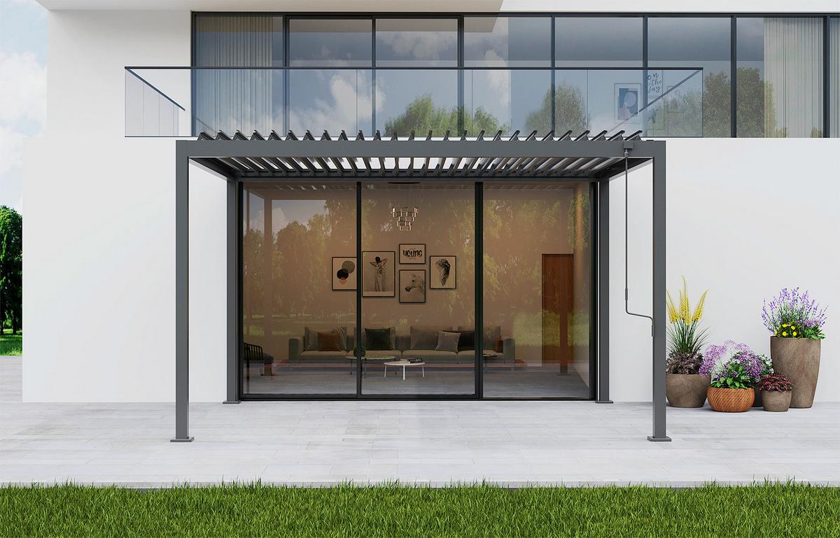 Pergola Origin Anthrazit - Anthrazit, Basics, Metall (371/265/296cm) - Gardenson