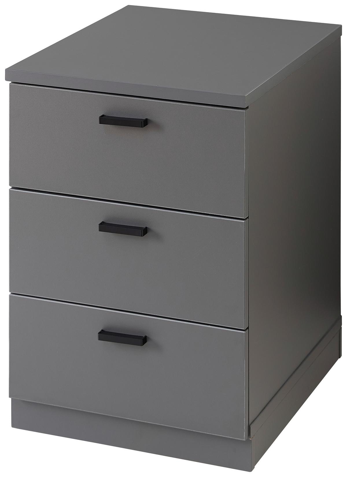 Rollcontainer Glenn Graphitfarben - Graphitfarben/Schwarz, MODERN, Holzwerkstoff/Kunststoff (45/66/55cm) - Mömax
