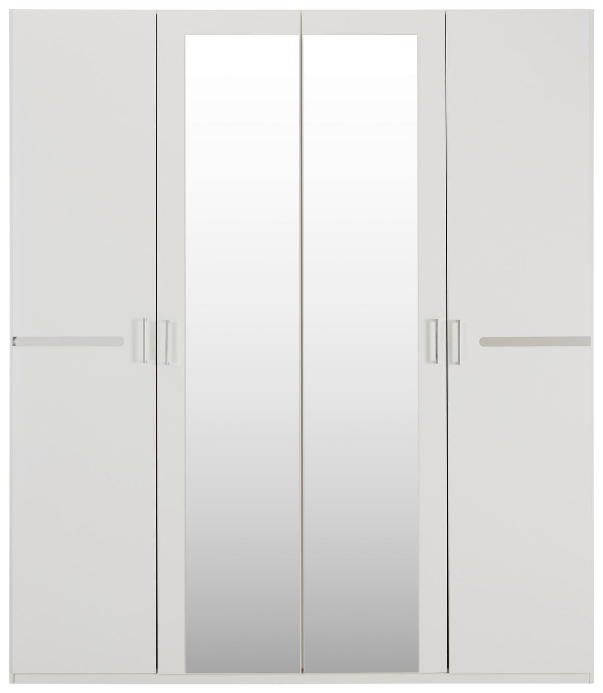 Drehtürenschrank Anna in Weiß - Chromfarben/Weiß, KONVENTIONELL, Holzwerkstoff/Kunststoff (180/210/58cm) - Based