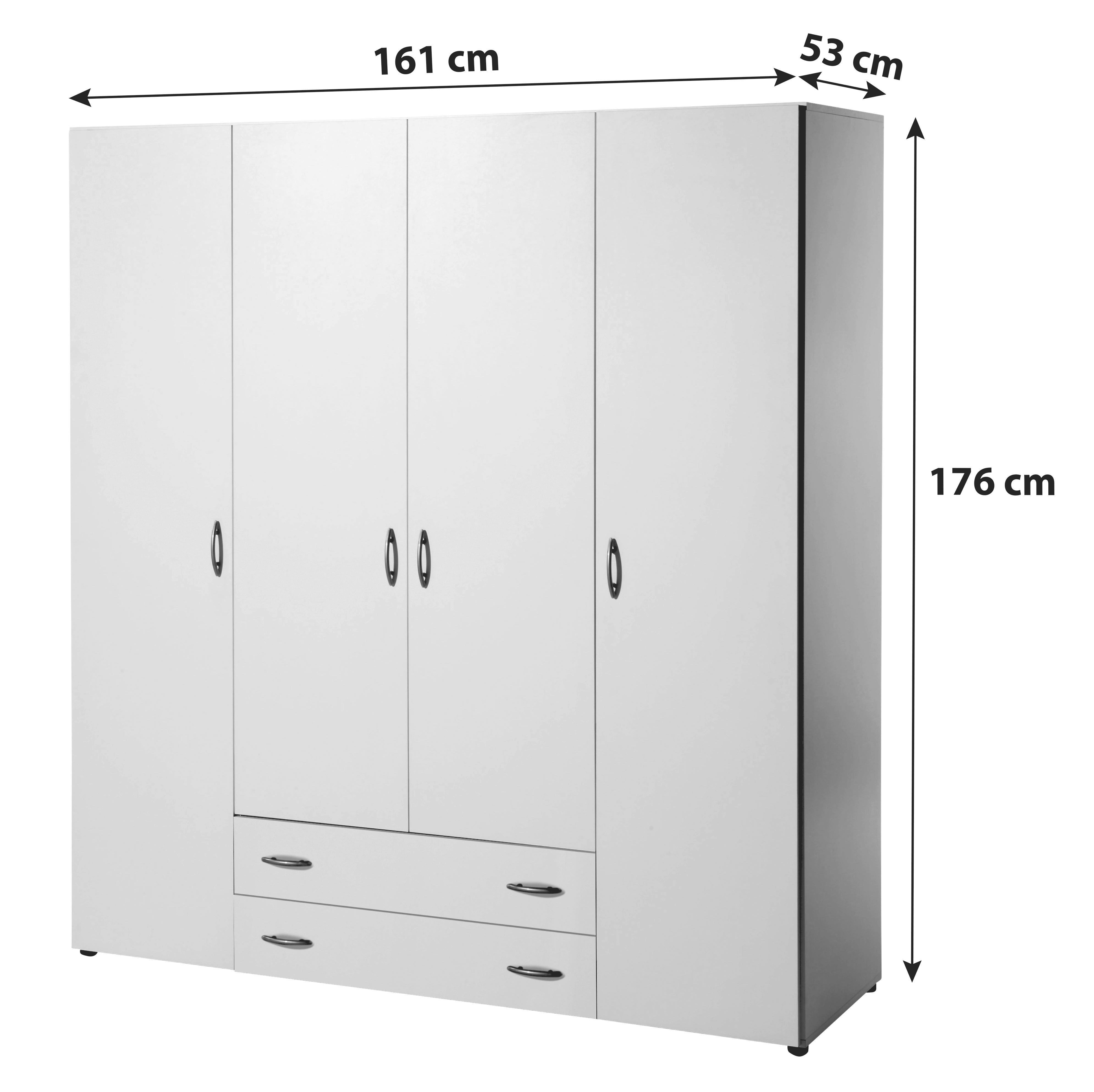Ruhásszekrény Base 4 - tölgyfa színű/alumíniumszínű, Konventionell, műanyag/faalapú anyag (161/176/51cm) - P & B