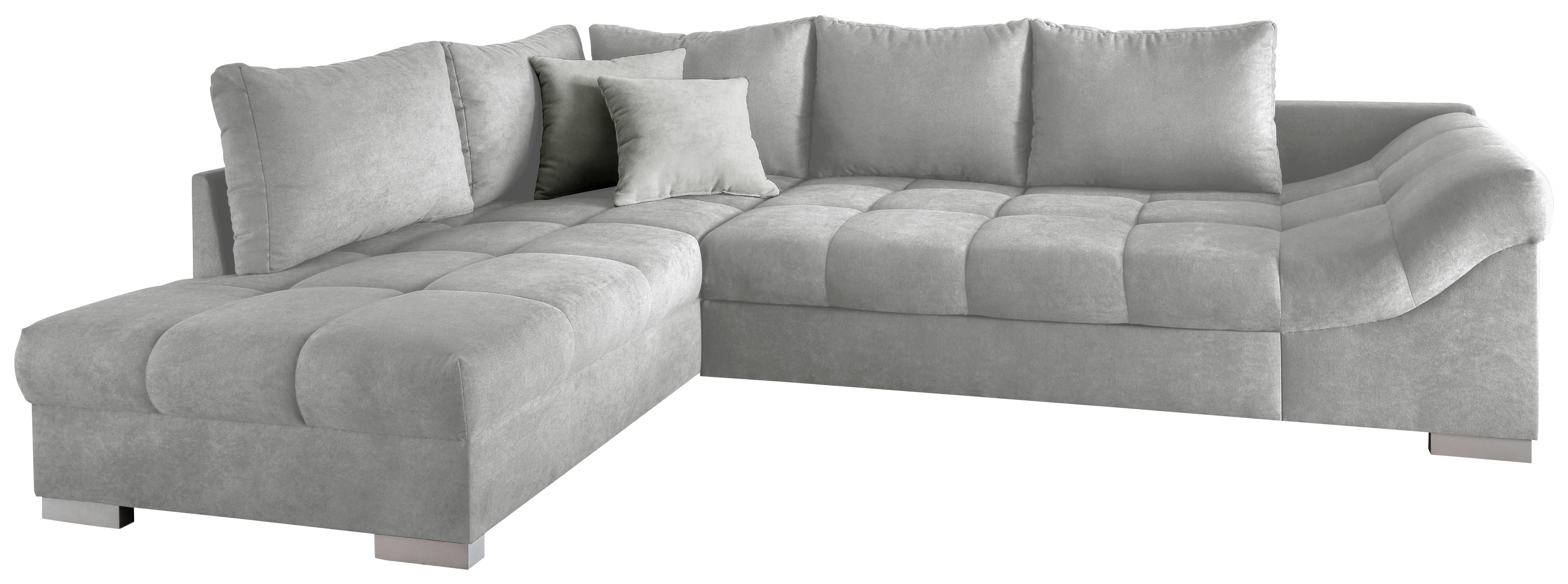 Wohnlandschaft Alvito Silberfarben Nylon/Mikrofaser - Silberfarben, Design, Holz/Textil (202/298cm) - MID.YOU