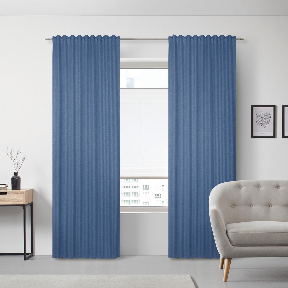 Perdea confecționată Ulrich - albastru, textil (135/245cm) - Modern Living