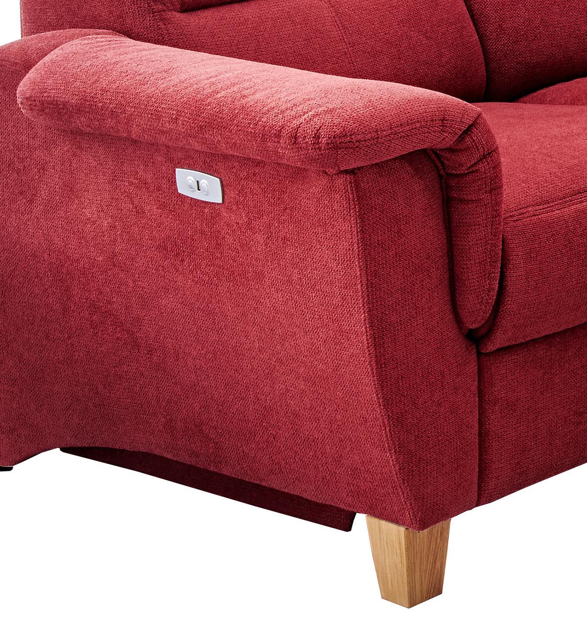 Wohnlandschaft Parole Rot Struktur - Wildeiche/Rot, KONVENTIONELL, Holz/Textil (186/237cm) - Livetastic