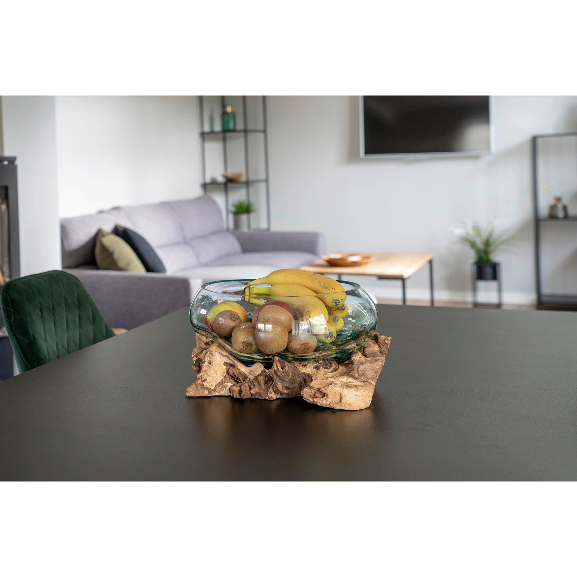 Dekoschale San Marino Klar/Teakfarben - Klar/Teakfarben, Basics, Glas/Holz (26/20cm)