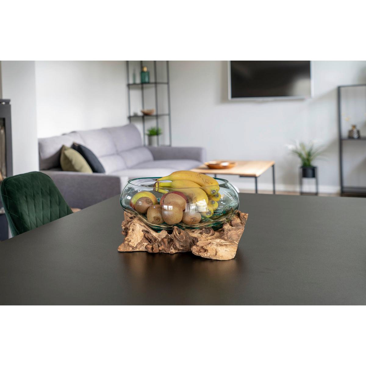 Dekoschale San Marino Klar/Teakfarben - Klar/Teakfarben, Basics, Glas/Holz (26/20cm)