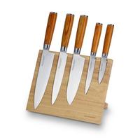 Messerset Damaszener Braun/Silber 6-teilig - Silberfarben/Bernsteinfarben, Basics, Holz/Metall - Echtwerk
