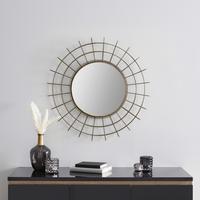Spiegel "Miranda" Ø ca.76cm, messing - Messingfarben/Silberfarben, MODERN, Glas/Holzwerkstoff (76cm) - Bessagi Home