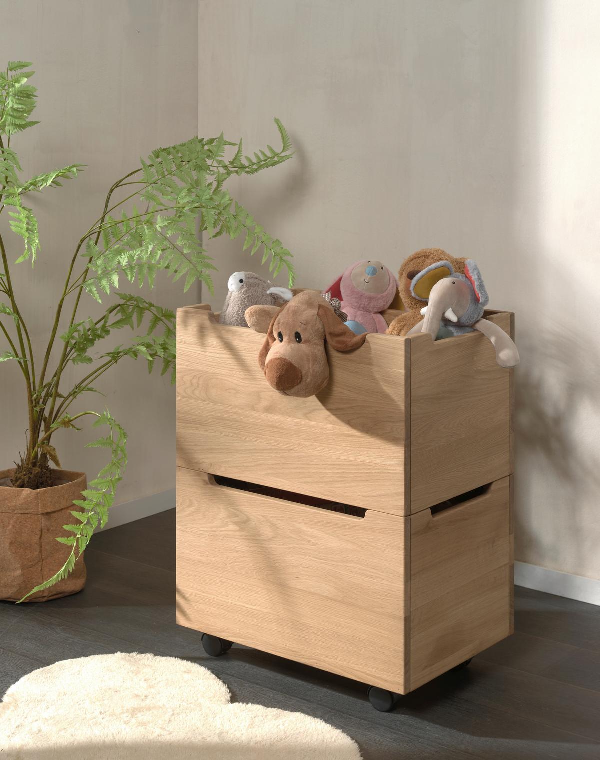 Bettschubkasten RORREST Eichefarben Echtholz Eiche - Eichefarben, MODERN, Holz (57/32,5/40cm) - Vipack