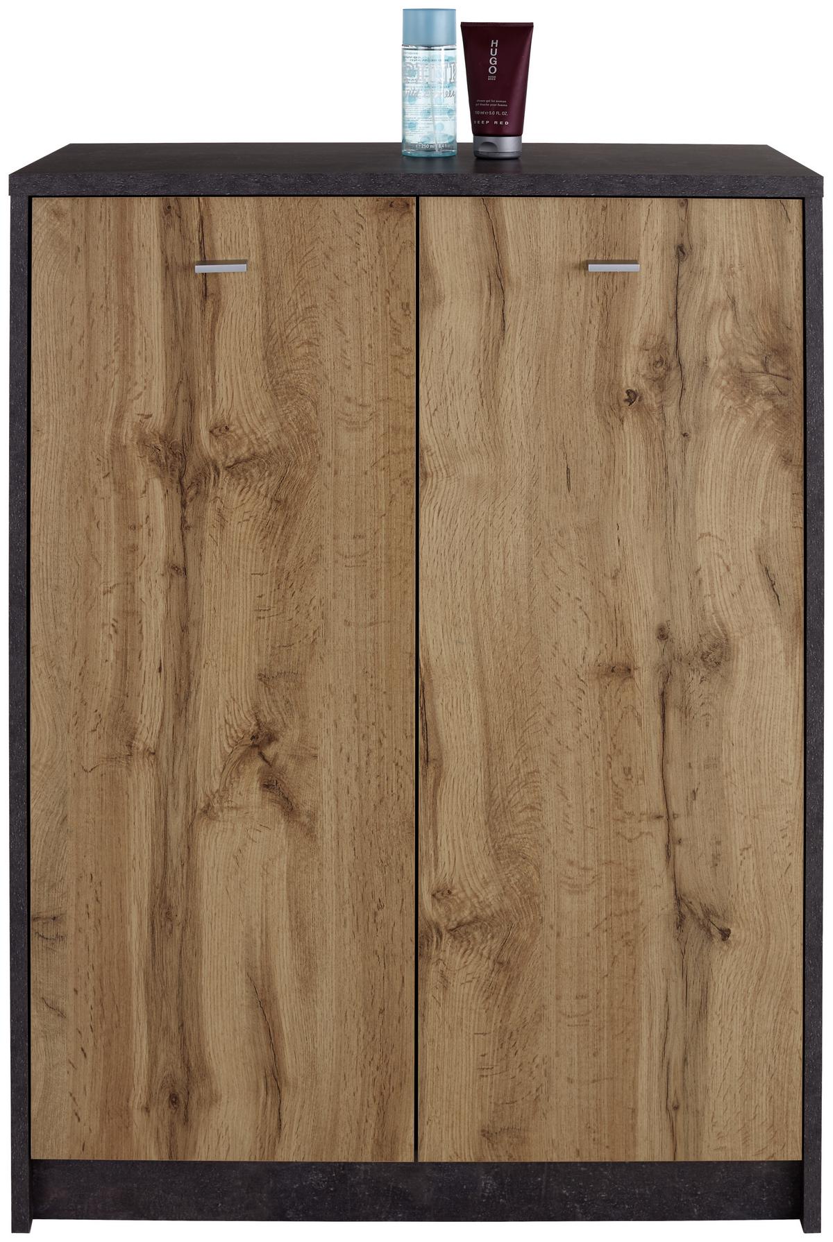 Komód 2 Ajtó 4-You - tölgyfa színű/szürke, Modern, faalapú anyag (74/111.4/34,6cm)