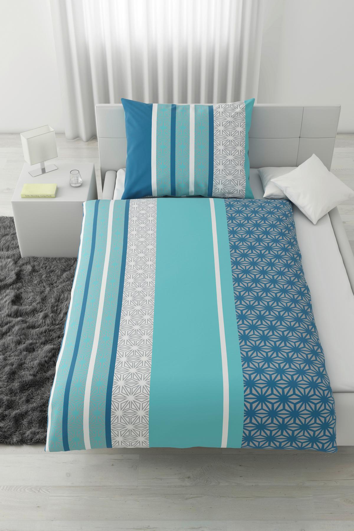 BETTWÄSCHESET SARA - Türkis, Textil (160/210cm) - Modern Living