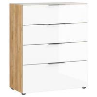 KOMMODE GW-OAKLAND - Chromfarben/Eichefarben, KONVENTIONELL, Glas/Holzwerkstoff (83/101/42cm) - Germania