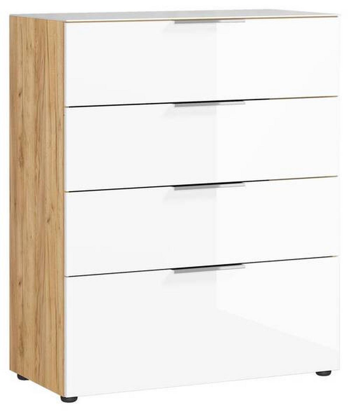 KOMMODE GW-OAKLAND - Chromfarben/Eichefarben, KONVENTIONELL, Glas/Holzwerkstoff (83/101/42cm) - Germania
