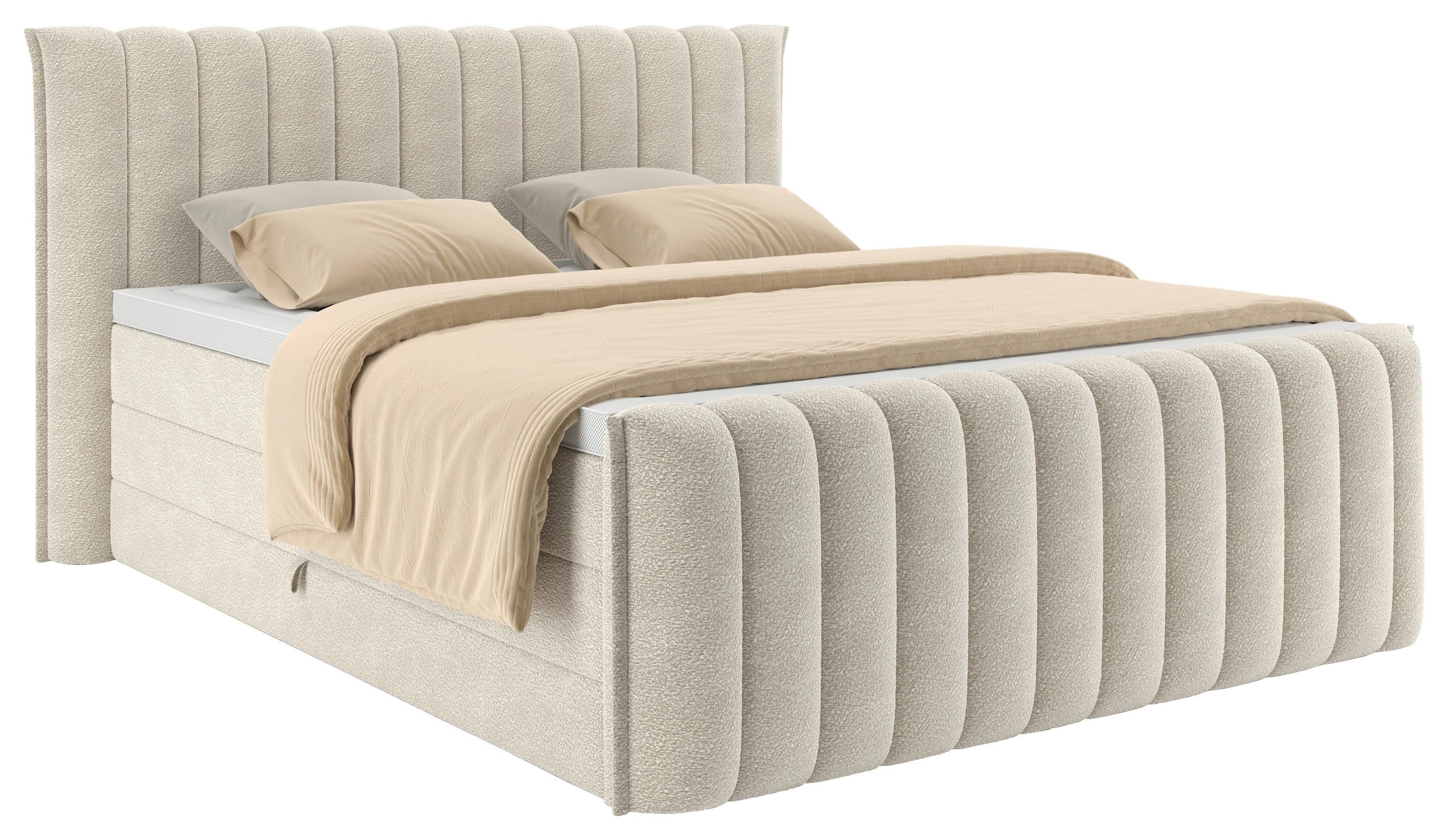 PAT BOXSPRING LINA - bej, Konventionell, plastic/lemn (200/200cm) - Premium Living