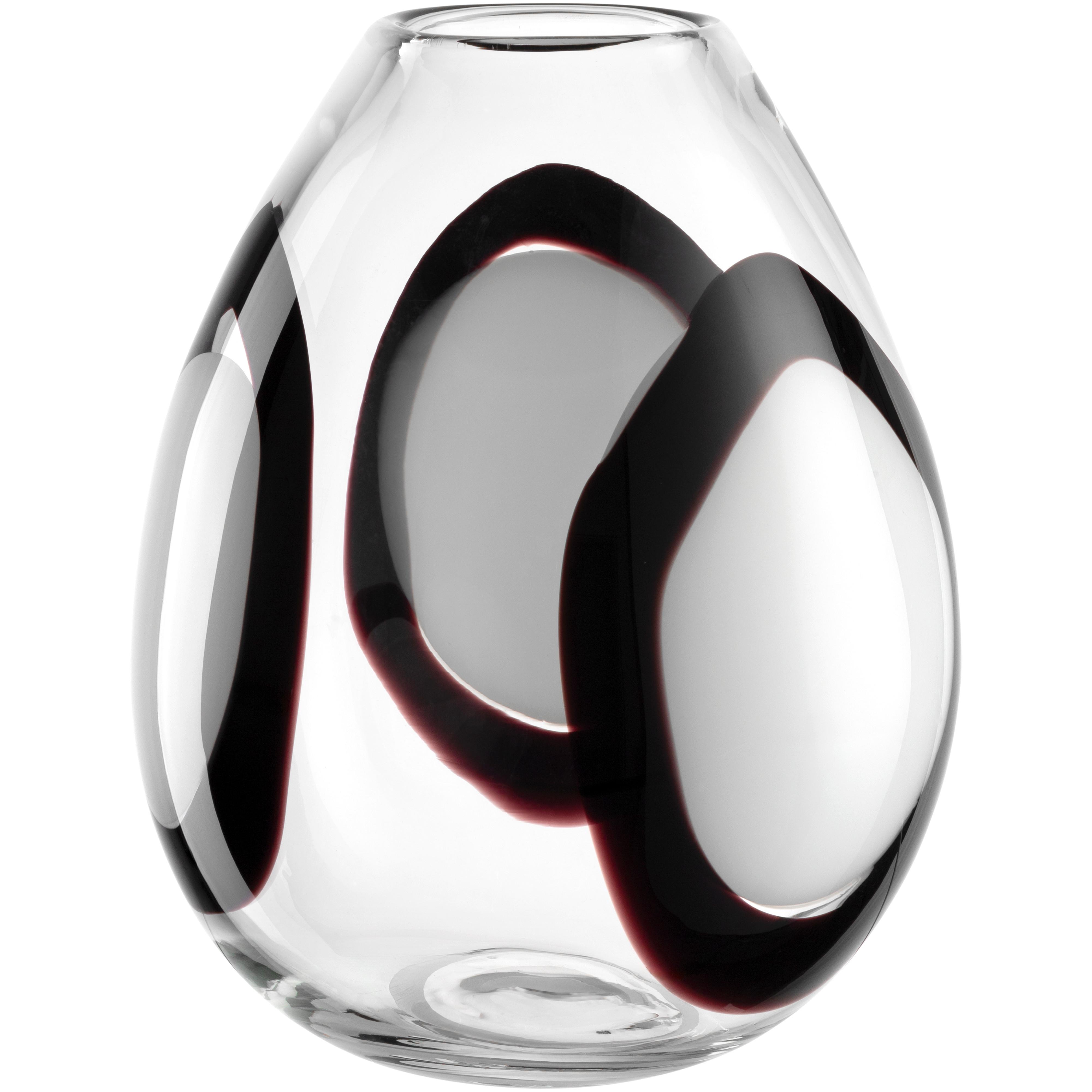 Vase Schwarz/Weiß - Klar/Schwarz, Design, Glas (20,5/25,2/20,5cm) - Leonardo