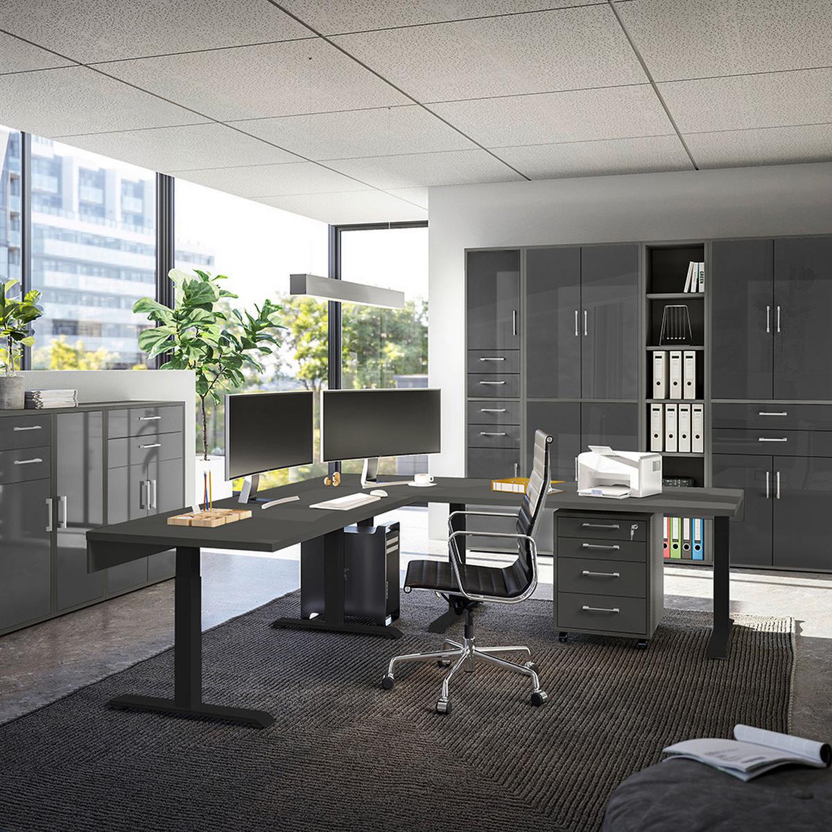 Regal Big Profi Office - Anthrazit/Schwarz, Modern, Holzwerkstoff/Kunststoff (44/111/40cm) - Mömax