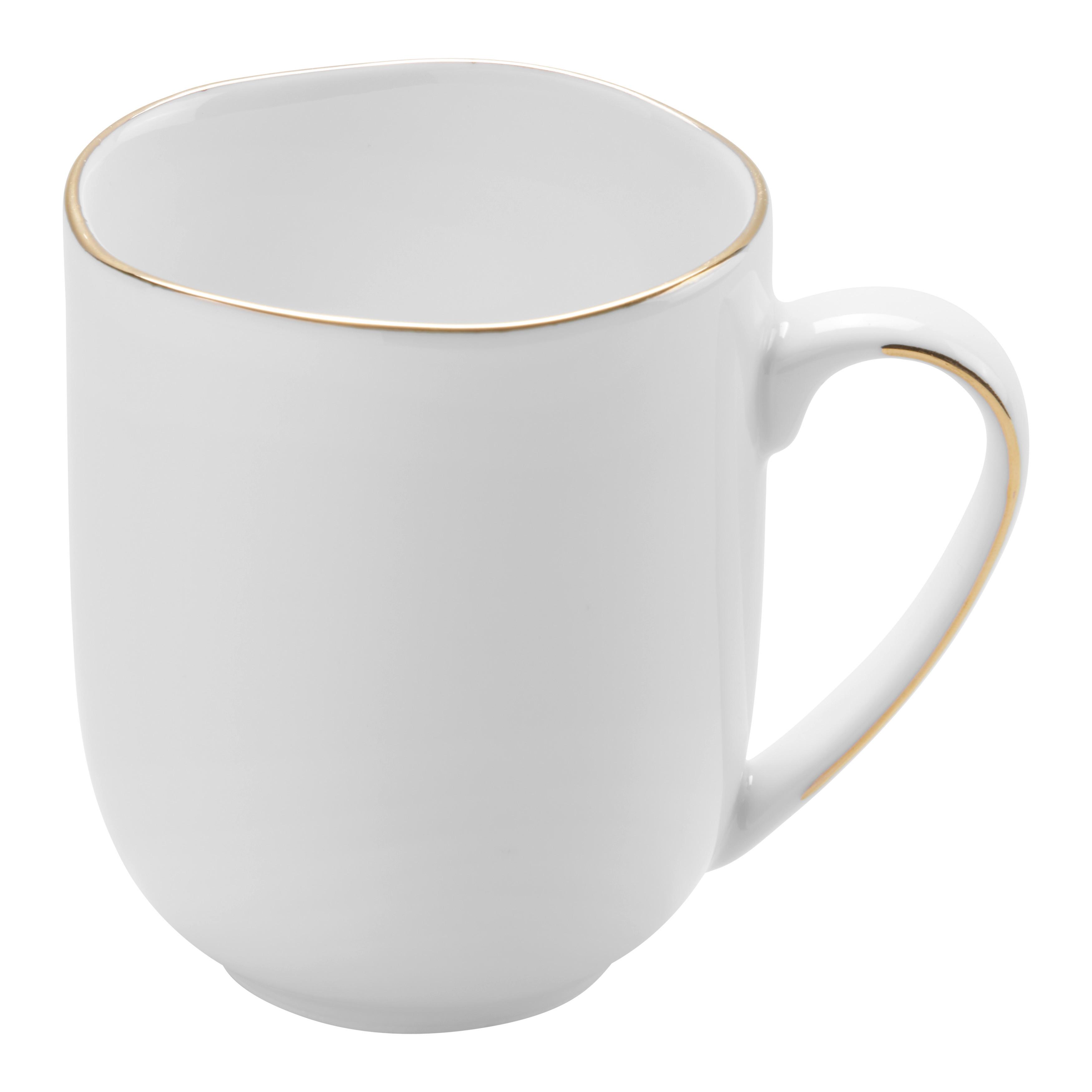 Kaffeebecher Onix aus Porzellan ca. 350ml - Weiss/Goldfarben, Modern, Keramik (350ml) - Premium Living