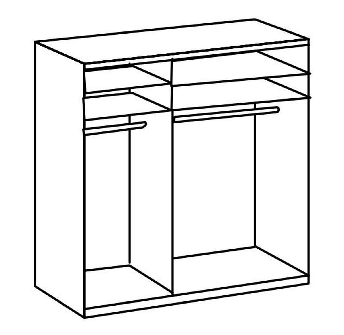 Drehtürenschrank Level 36D mit Spiegel ca. 150 cm Eiche/Weiß - Chromfarben/Weiß Hochglanz, MODERN, Holzwerkstoff/Metall (150/236/58cm) - MID.YOU