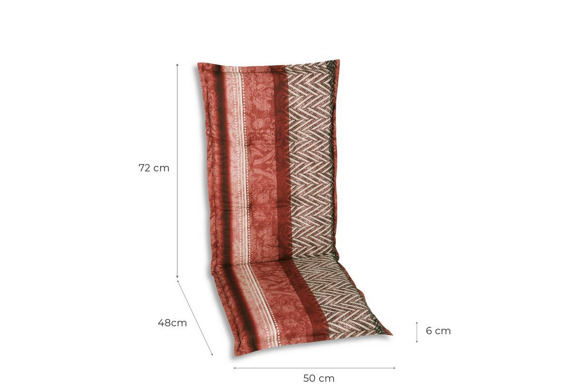 Sesselauflagenset Rot/Schwarz, 6-teilig - Rot/Schwarz, Basics, Textil (50/6/120cm)