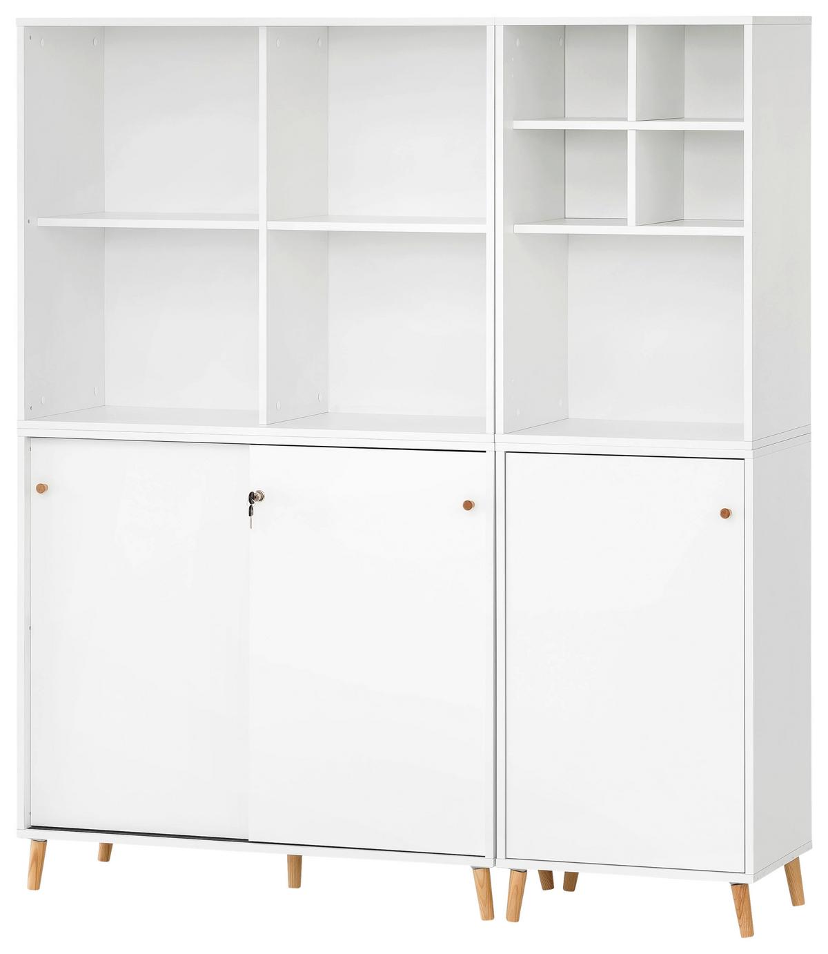 Aktenschrank Set US1000 Weiß ca. 101,05x174,2x41cm - Weiß, MODERN, Holzwerkstoff (101,05/174,2/41cm) - MID.YOU