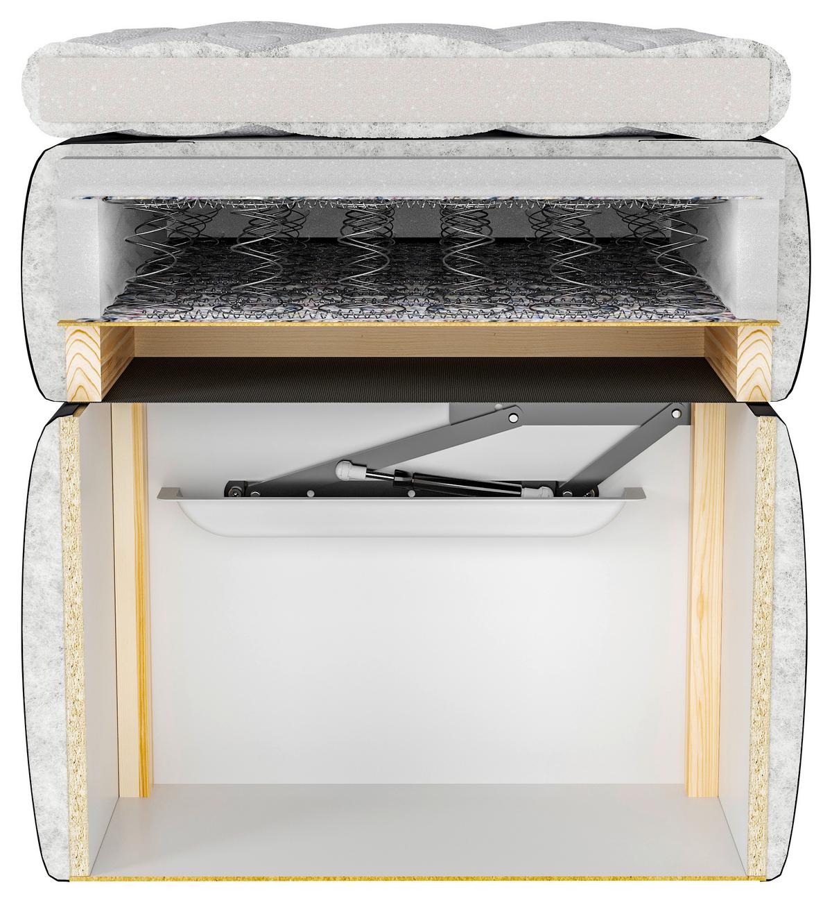 Boxbett Marbella Hellgrau ca. 180x200 cm mit Topper - Hellgrau/Schwarz, MODERN, Holz/Holzwerkstoff (180/200cm) - Bessagi Home