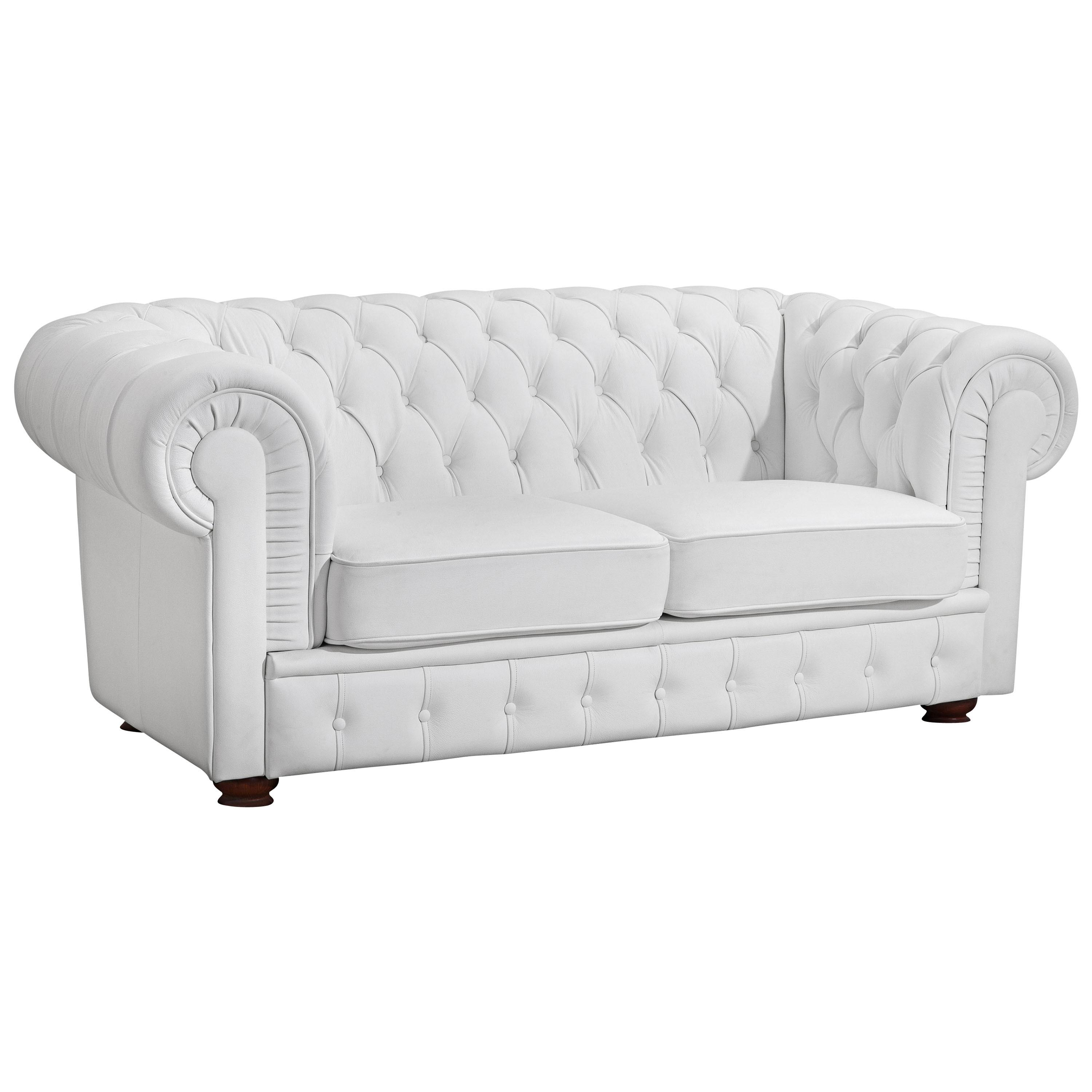 CHESTERFIELD-SOFA BRIDGEPORT - Nussbaumfarben/Weiß, Design, Holz/Textil (172/76/98cm) - Max Winzer