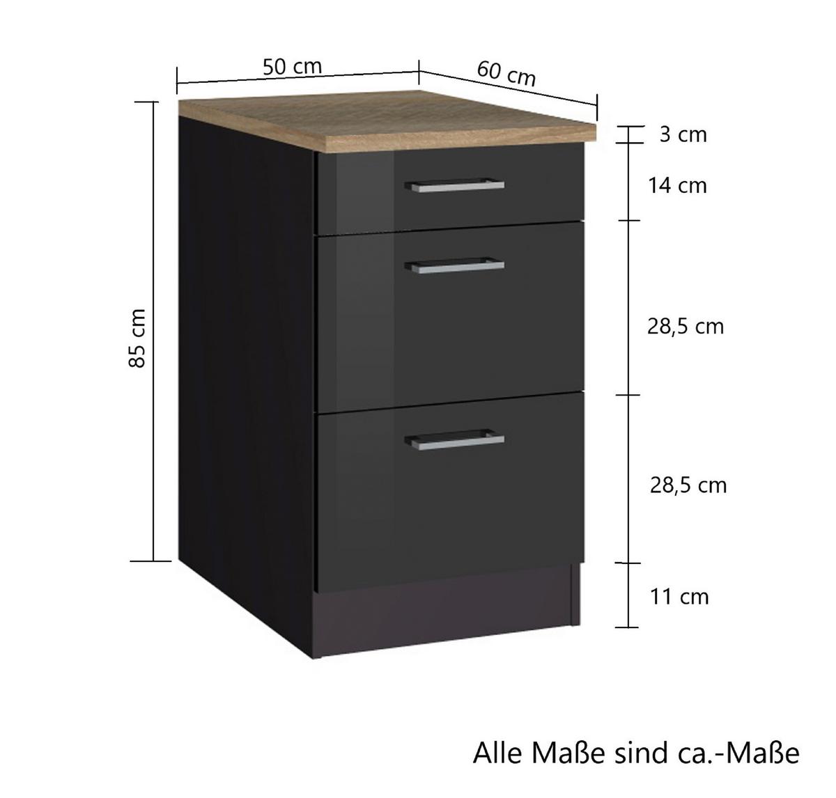 Schubkastenunterschrank Mailand Graphitfarben - Silberfarben/Graphitfarben, MODERN, Holzwerkstoff/Metall (50/85/60cm) - Held