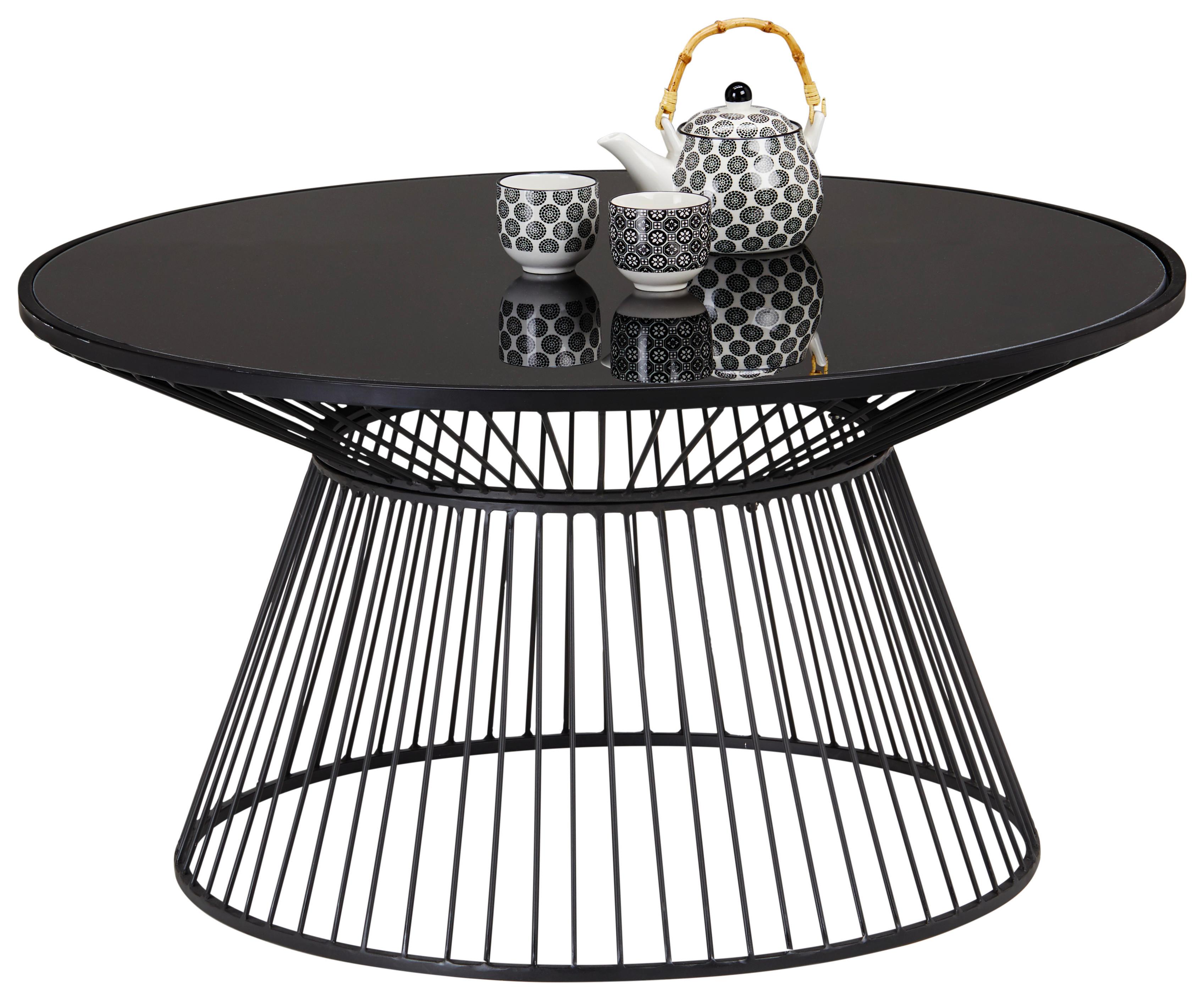 Couchtisch in Schwarz Ø ca. 80cm - Schwarz, Modern, Glas/Metall (80/42cm) - Modern Living