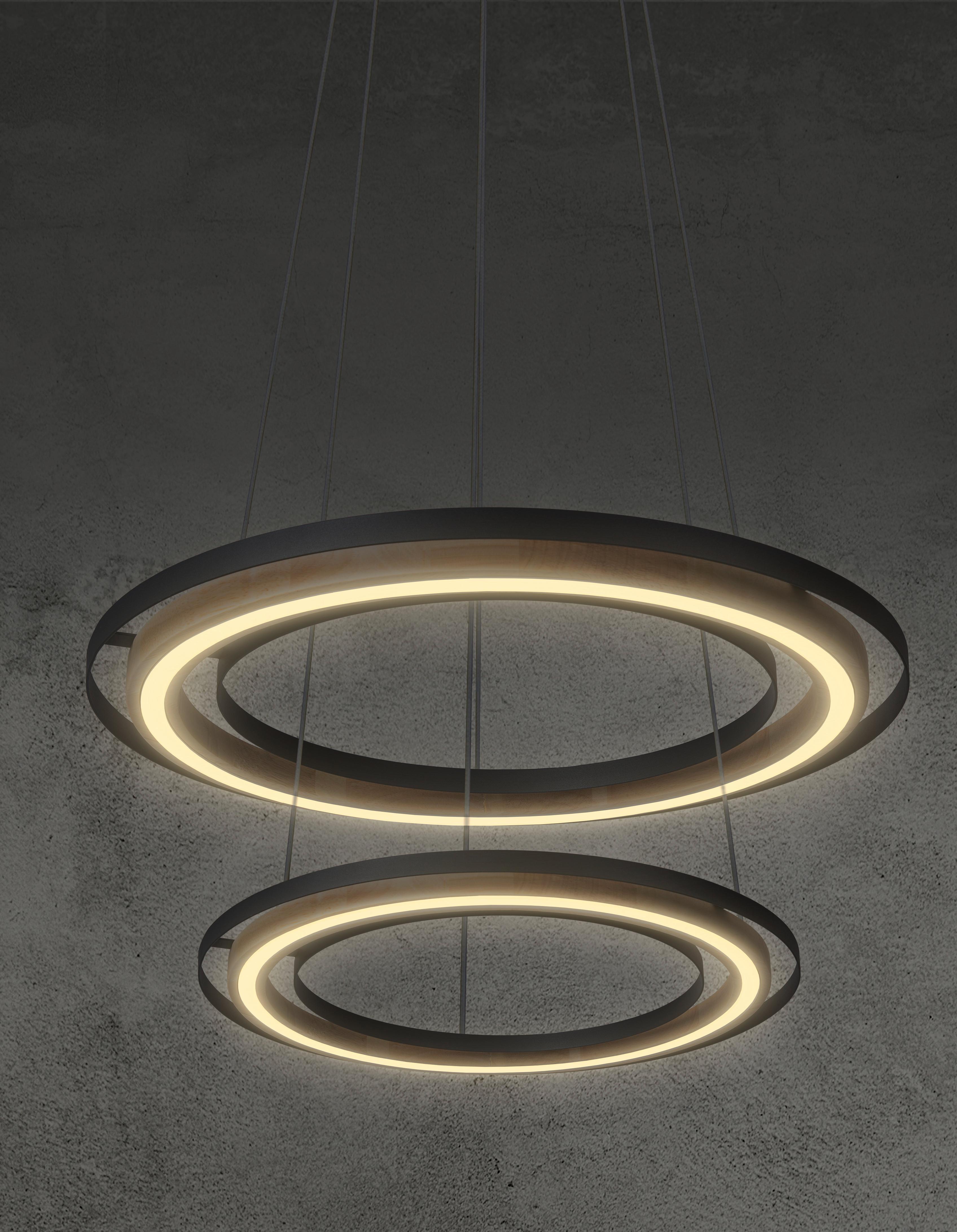 LAMPA WISZĄCA LED 32372208X RILAS - kolor naturalny/czarny, Basics, metal/drewno (56/150cm)