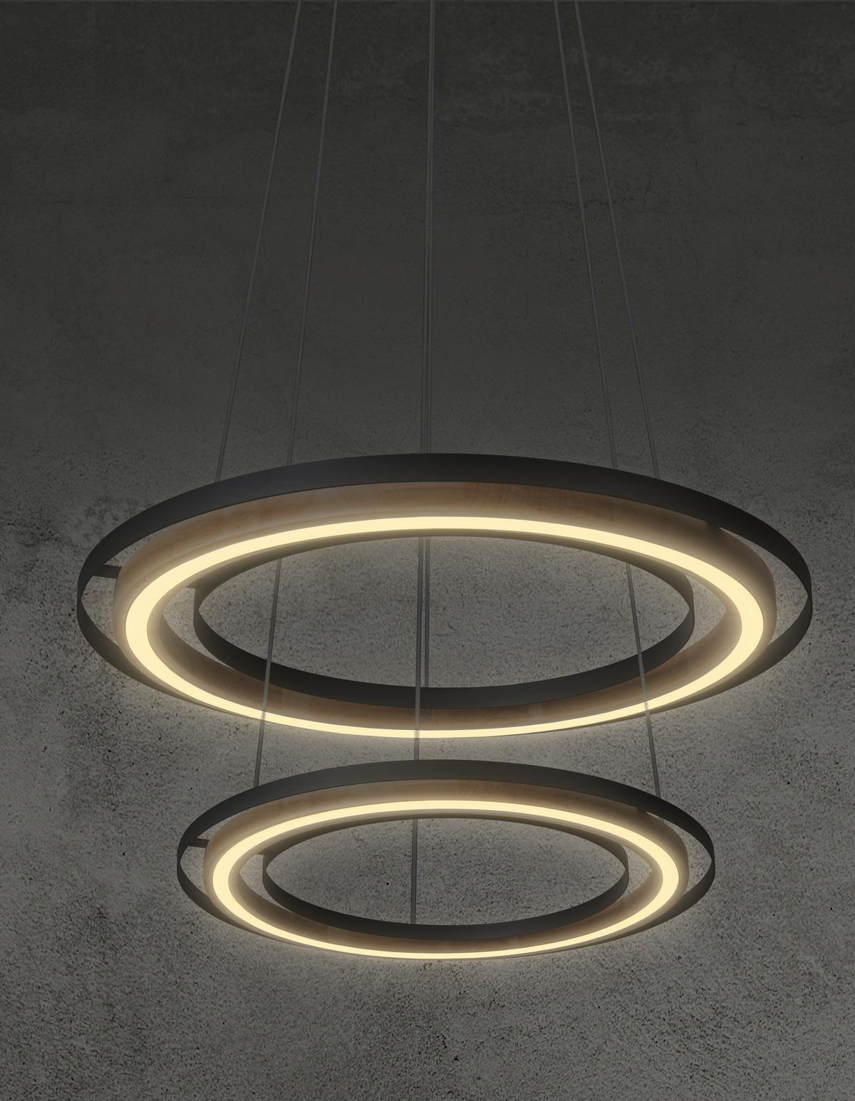 LAMPA WISZĄCA LED 32372208X RILAS - kolor naturalny/czarny, Basics, metal/drewno (56/150cm)