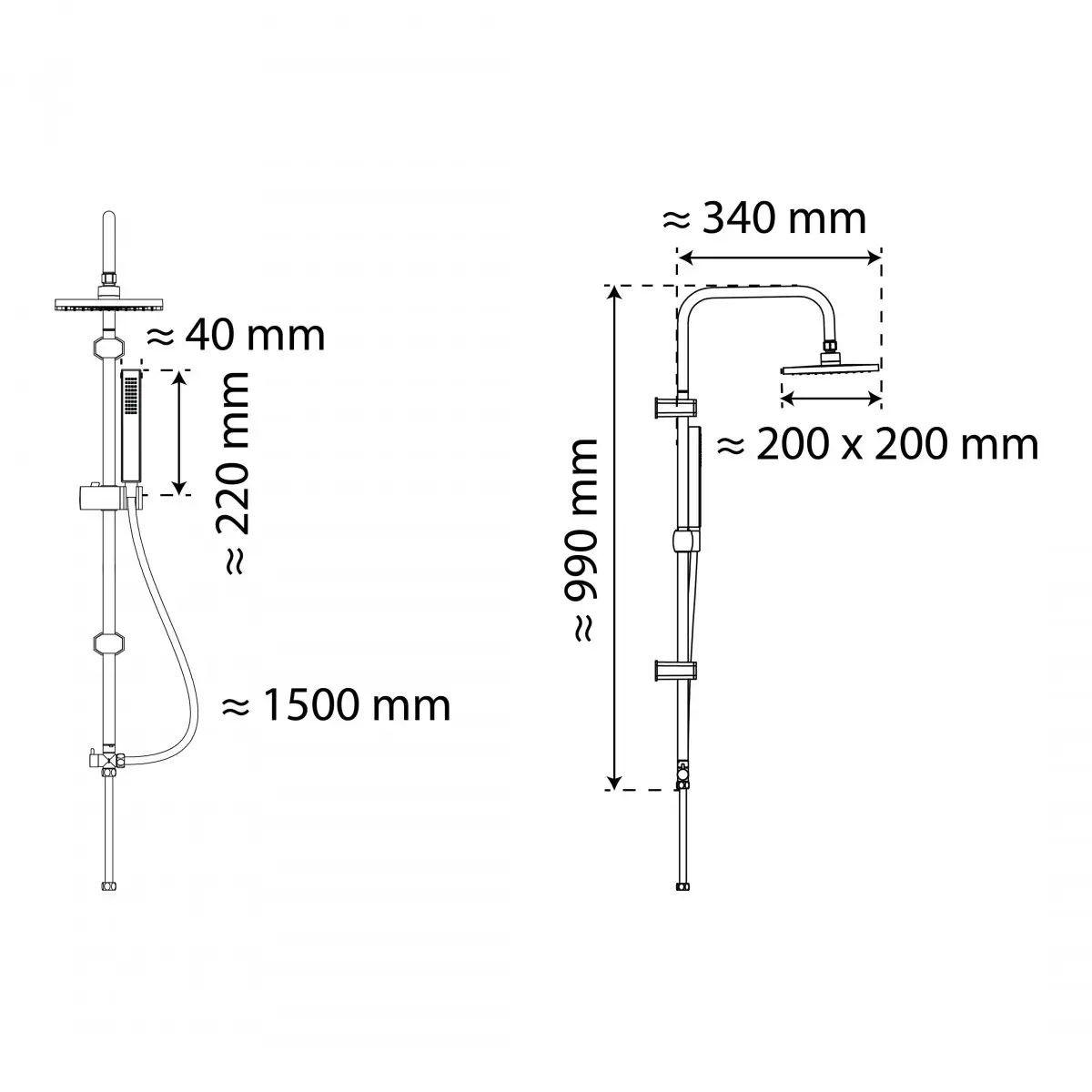 Set Tuša Tokyo - boje kroma, metal/plastika (20,0/99,0/34,0cm) - Mömax