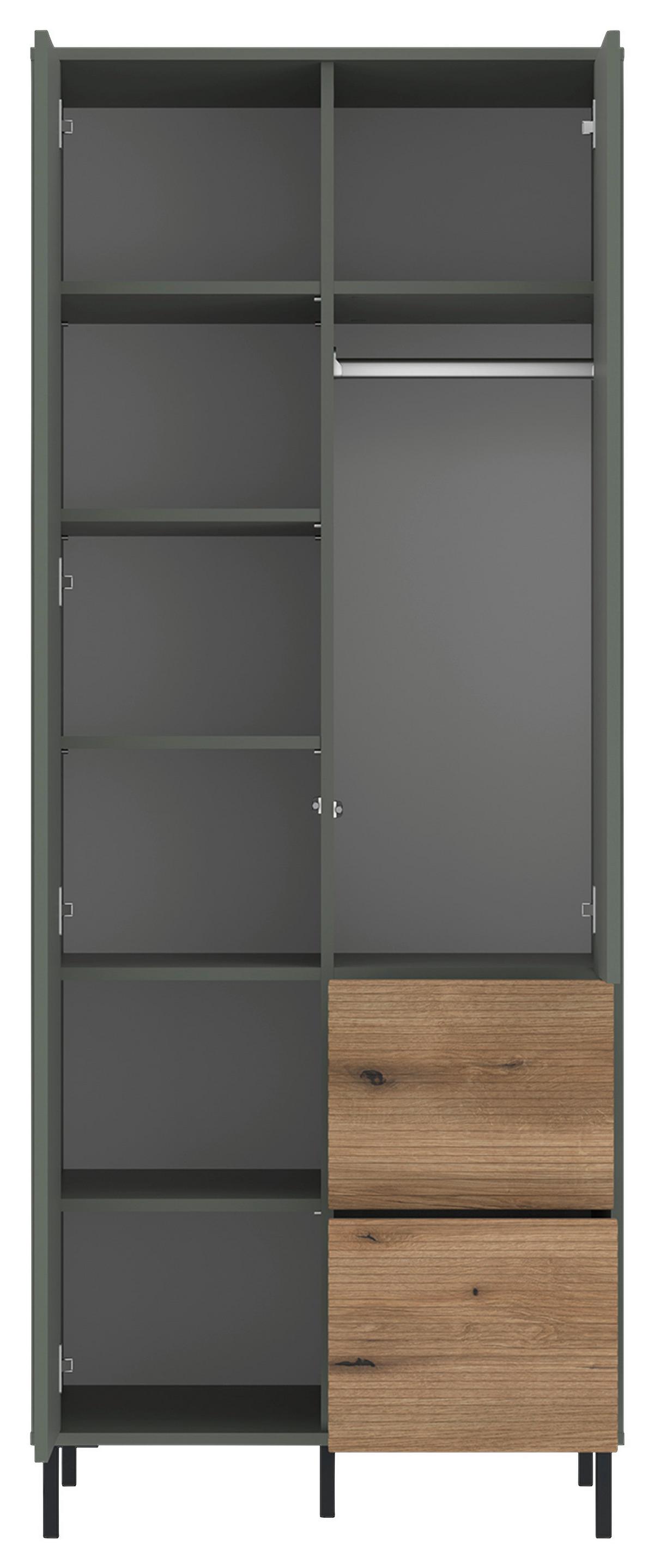 Ormar S Klasičnim Vratima Pozzi - boje hrasta/zelena, Moderno, drvni materijal (75/188,4/58cm) - Modern Living