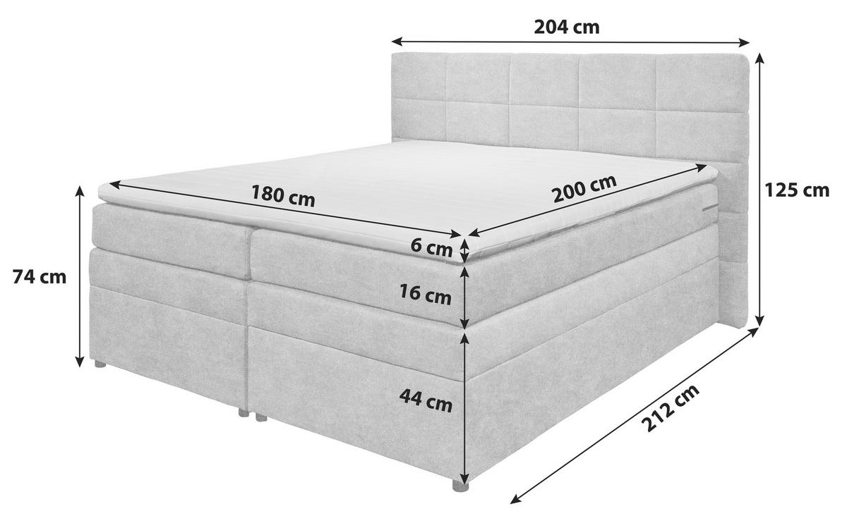 Boxspringbett Tacoma 3 inkl. Topper ca. 180x200cm Schlammf. - Schlammfarben, KONVENTIONELL, Kunststoff (180/200cm) - MID.YOU