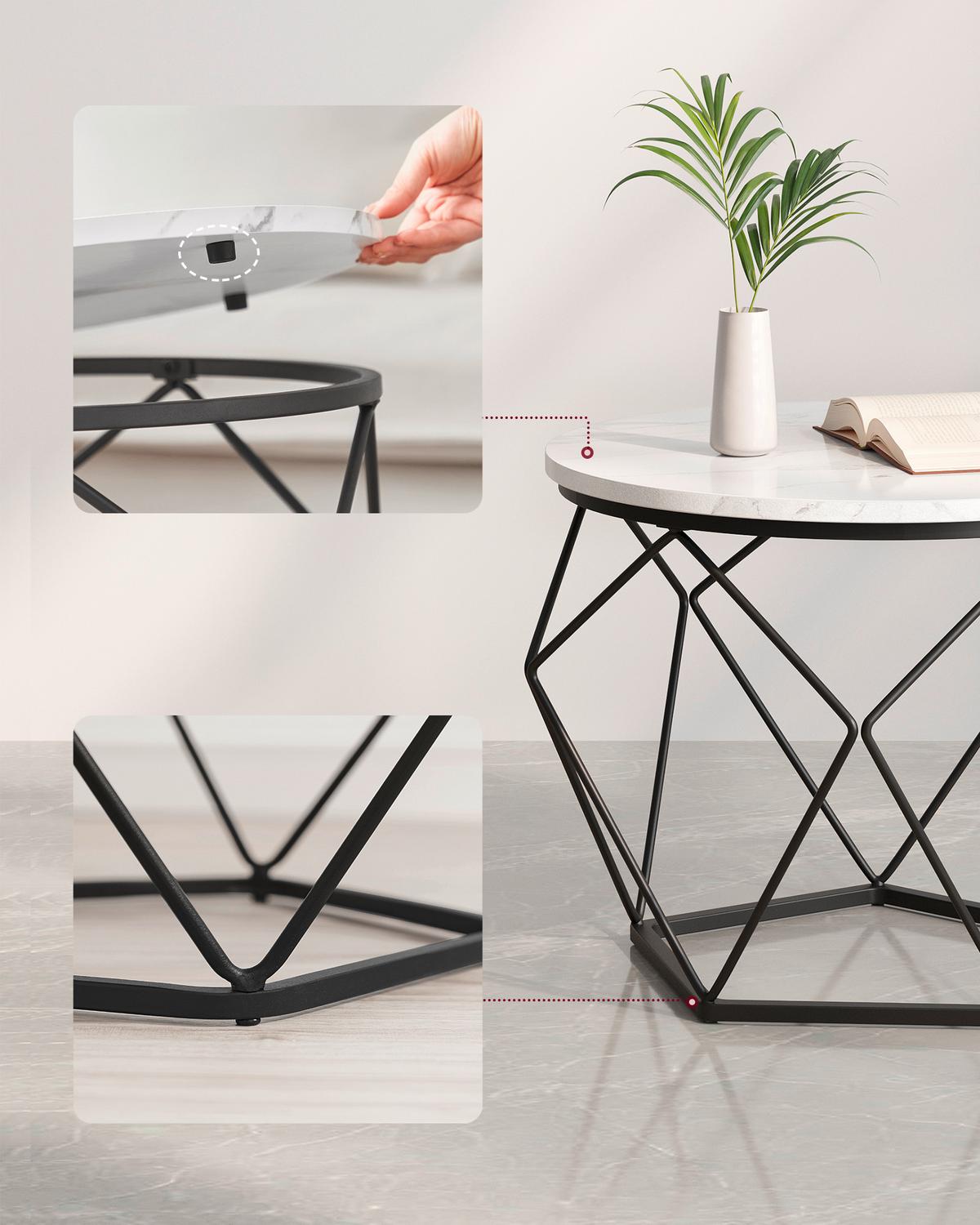 COUCHTISCHSET COFFEE TABLE - Schwarz/Weiß, MODERN, Holzwerkstoff/Metall (60/60/45cm) - MID.YOU