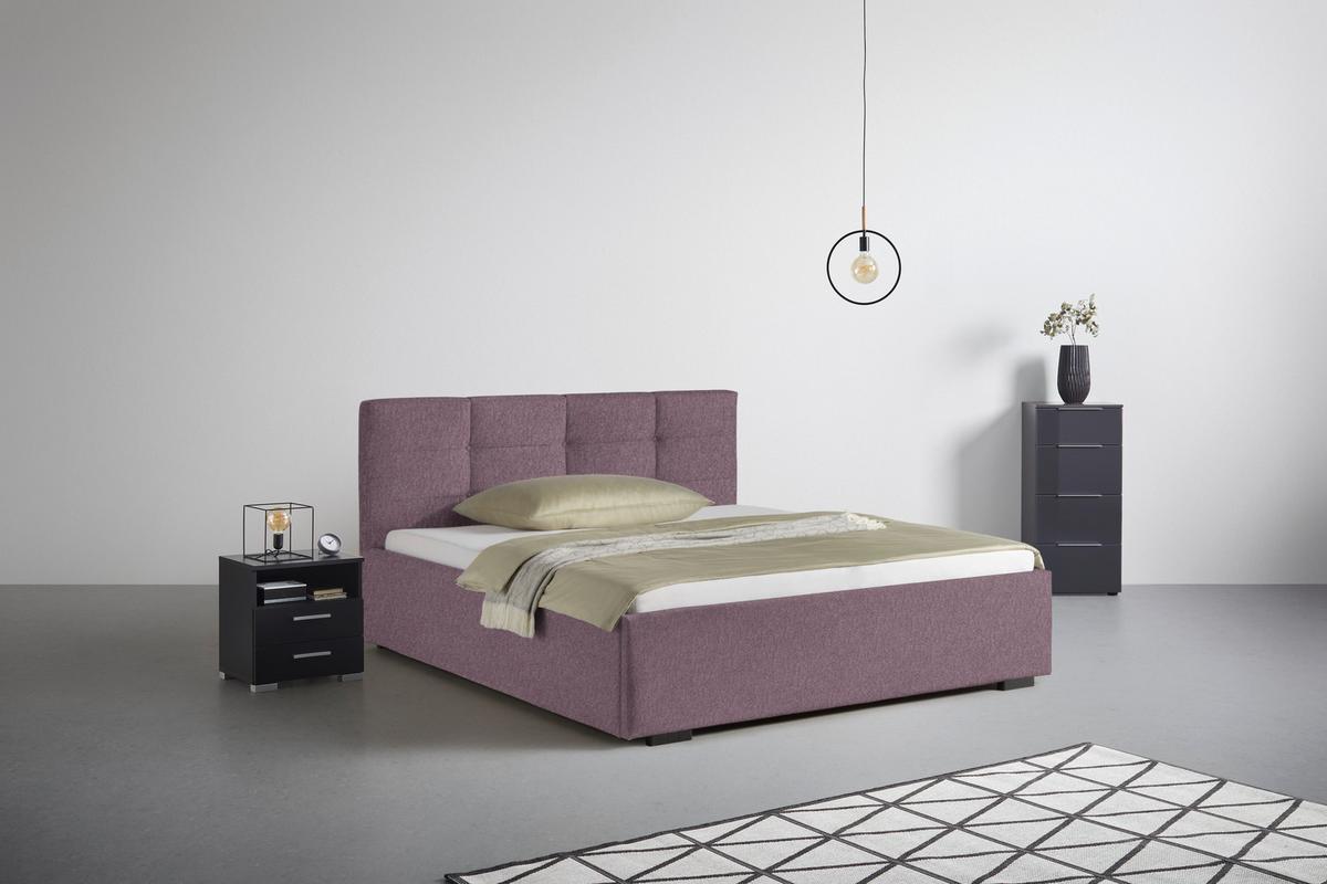 Polsterbett Nelo Flieder ca. 180x200cm - Flieder/Schwarz, KONVENTIONELL, Kunststoff/Textil (180/200cm) - Mömax