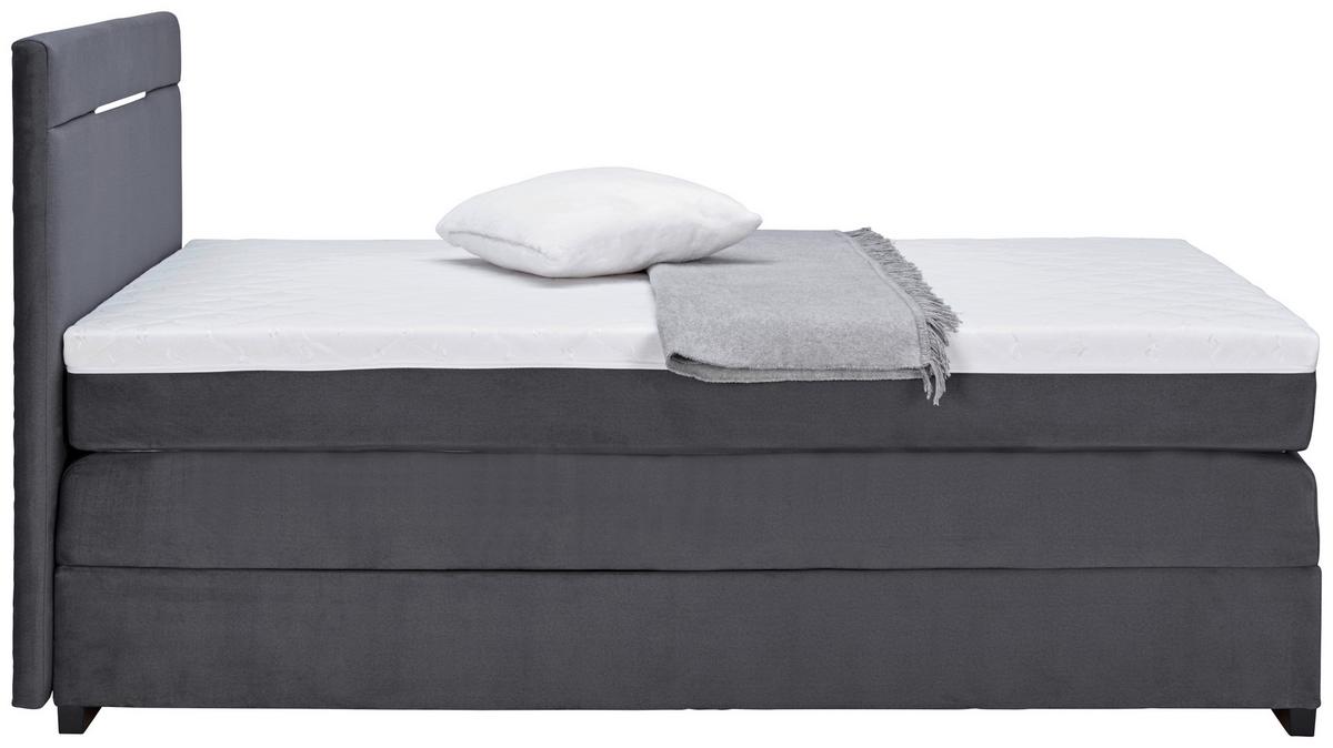 Boxspring Krevet Tommy - boje grafita/tamno siva, Moderno, drvni materijal/tekstil (120/200cm) - Modern Living