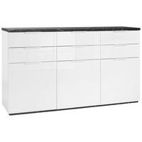 Sideboard In Anthrazit/weiss - Weiss Hochglanz/Weiss, Modern, Holzwerkstoff (180/102/50cm) - Premium Living