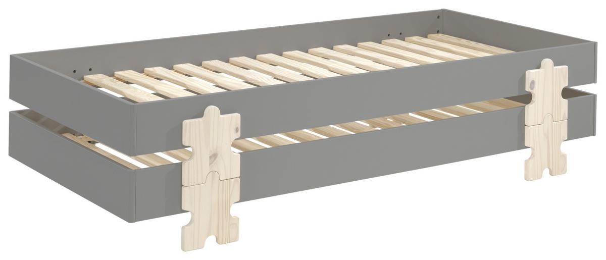 Stapelbett Modulo Grau - Grau/Kieferfarben, MODERN, Holz/Holzwerkstoff (90/200cm) - Vipack
