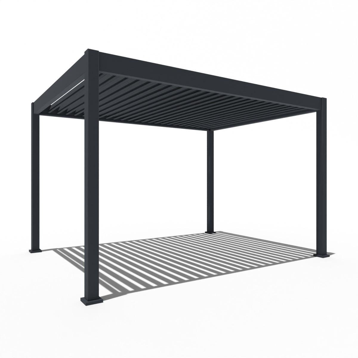 Pergola Deluxe ca. 300x400 cm Anthrazit Netzbetrieb inkl.LED - Anthrazit, Basics, Metall (400/255/300cm) - Gardenson