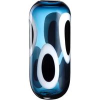 Vase Blau/Schwarz/Weiß - Blau/Schwarz, KONVENTIONELL, Glas (16,00/36,00/11,50cm) - Leonardo